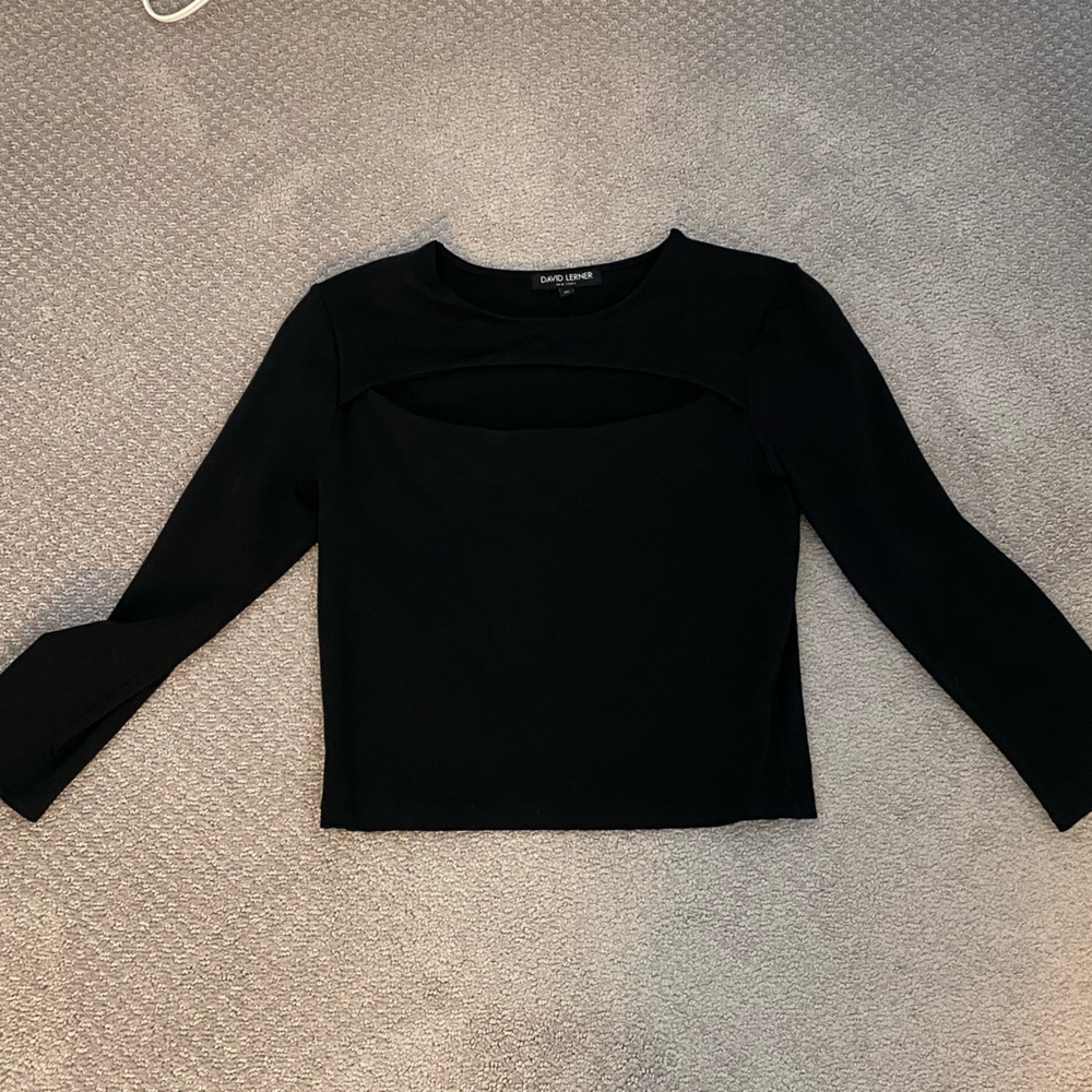 DAVID LEARNER Long Sleeve Black Crop Top